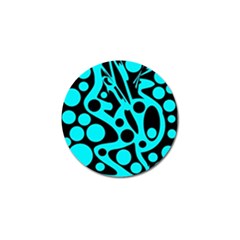 Cyan and black abstract decor Golf Ball Marker