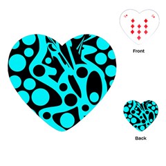 Cyan And Black Abstract Decor Playing Cards (heart)  by Valentinaart