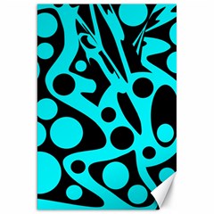 Cyan and black abstract decor Canvas 20  x 30  