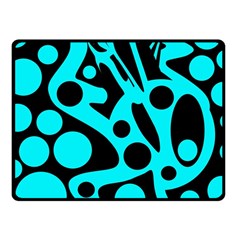 Cyan And Black Abstract Decor Fleece Blanket (small) by Valentinaart