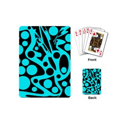 Cyan and black abstract decor Playing Cards (Mini) 