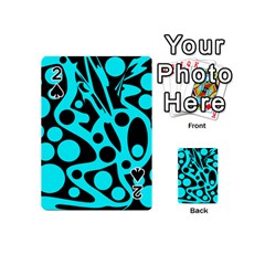 Cyan and black abstract decor Playing Cards 54 (Mini) 