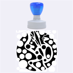 Cyan And Black Abstract Decor Rubber Round Stamps (large) by Valentinaart