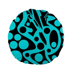 Cyan and black abstract decor Standard 15  Premium Round Cushions