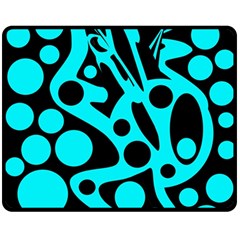 Cyan and black abstract decor Double Sided Fleece Blanket (Medium) 