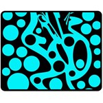 Cyan and black abstract decor Double Sided Fleece Blanket (Medium)  58.8 x47.4  Blanket Back