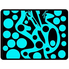 Cyan and black abstract decor Double Sided Fleece Blanket (Large) 