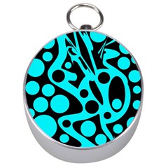 Cyan and black abstract decor Silver Compasses