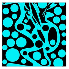 Cyan and black abstract decor Large Satin Scarf (Square)