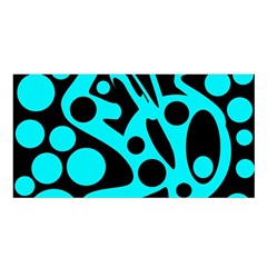 Cyan and black abstract decor Satin Shawl