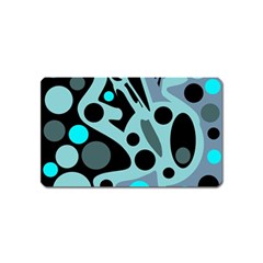 Cyan Blue Abstract Art Magnet (name Card) by Valentinaart