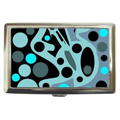 Cyan Blue Abstract Art Cigarette Money Cases by Valentinaart