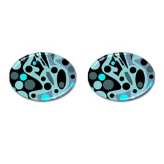 Cyan Blue Abstract Art Cufflinks (oval) by Valentinaart