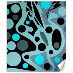 Cyan Blue Abstract Art Canvas 8  X 10  by Valentinaart