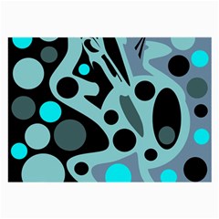 Cyan Blue Abstract Art Large Glasses Cloth (2-side) by Valentinaart