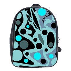 Cyan Blue Abstract Art School Bags(large)  by Valentinaart