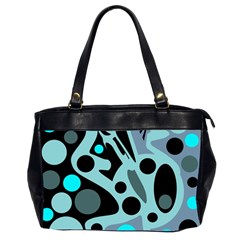 Cyan Blue Abstract Art Office Handbags (2 Sides)  by Valentinaart