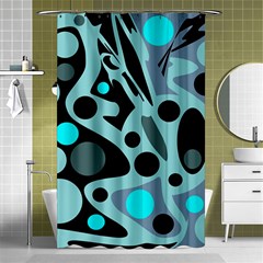 Cyan Blue Abstract Art Shower Curtain 48  X 72  (small)  by Valentinaart