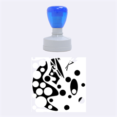 Cyan Blue Abstract Art Rubber Round Stamps (medium) by Valentinaart