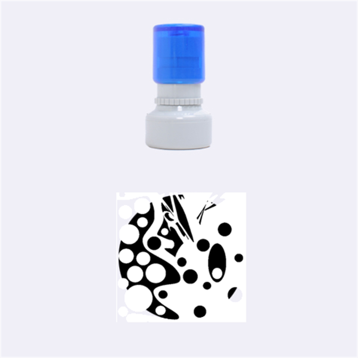 Cyan blue abstract art Rubber Round Stamps (Small)