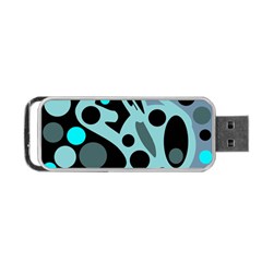 Cyan Blue Abstract Art Portable Usb Flash (two Sides) by Valentinaart