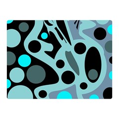 Cyan Blue Abstract Art Double Sided Flano Blanket (mini)  by Valentinaart