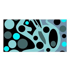 Cyan Blue Abstract Art Satin Shawl by Valentinaart