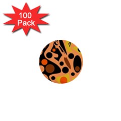 Orange Abstract Decor 1  Mini Buttons (100 Pack)  by Valentinaart