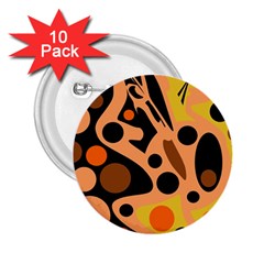 Orange Abstract Decor 2 25  Buttons (10 Pack)  by Valentinaart