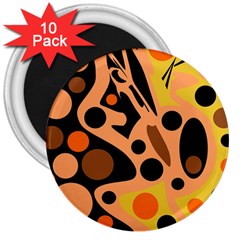 Orange Abstract Decor 3  Magnets (10 Pack)  by Valentinaart