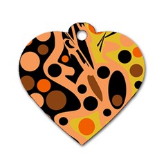 Orange Abstract Decor Dog Tag Heart (two Sides) by Valentinaart