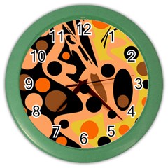 Orange Abstract Decor Color Wall Clocks by Valentinaart