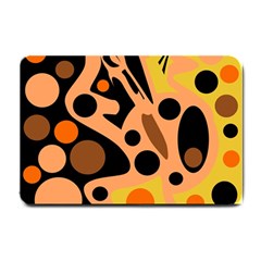 Orange Abstract Decor Small Doormat  by Valentinaart