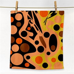 Orange Abstract Decor Face Towel by Valentinaart