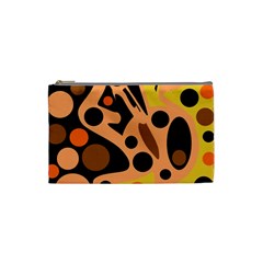 Orange Abstract Decor Cosmetic Bag (small)  by Valentinaart