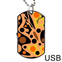 Orange Abstract Decor Dog Tag Usb Flash (two Sides)  by Valentinaart