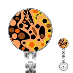 Orange Abstract Decor Stainless Steel Nurses Watch by Valentinaart