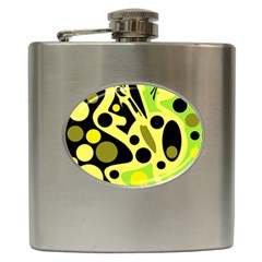 Green Abstract Art Hip Flask (6 Oz) by Valentinaart