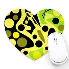 Green Abstract Art Heart Mousepads