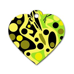 Green Abstract Art Dog Tag Heart (two Sides)