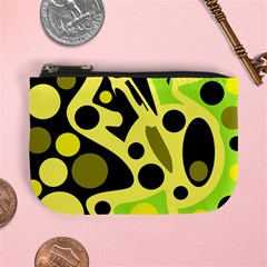 Green Abstract Art Mini Coin Purses by Valentinaart