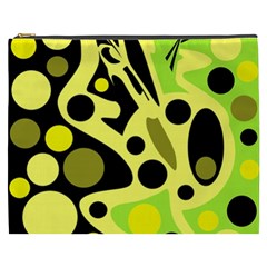 Green Abstract Art Cosmetic Bag (xxxl)  by Valentinaart