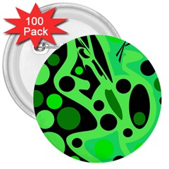 Green Abstract Decor 3  Buttons (100 Pack)  by Valentinaart