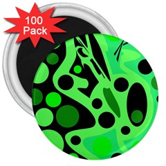 Green Abstract Decor 3  Magnets (100 Pack) by Valentinaart