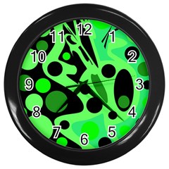 Green Abstract Decor Wall Clocks (black)