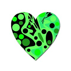 Green Abstract Decor Heart Magnet by Valentinaart