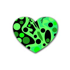 Green Abstract Decor Rubber Coaster (heart)  by Valentinaart