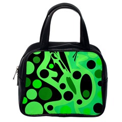 Green Abstract Decor Classic Handbags (one Side) by Valentinaart