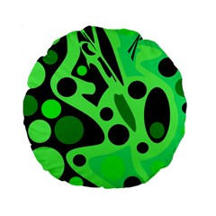 Green Abstract Decor Standard 15  Premium Round Cushions by Valentinaart