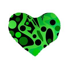 Green Abstract Decor Standard 16  Premium Heart Shape Cushions by Valentinaart